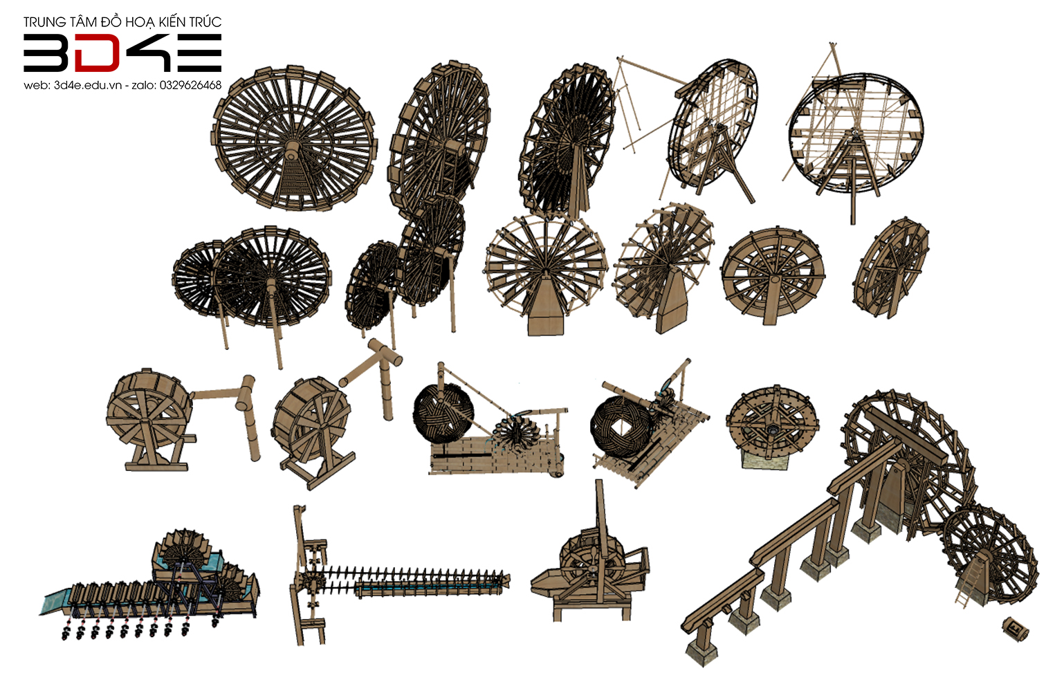 [SKETCHUP] THƯ VIỆN - BÁNH QUAY NƯỚC