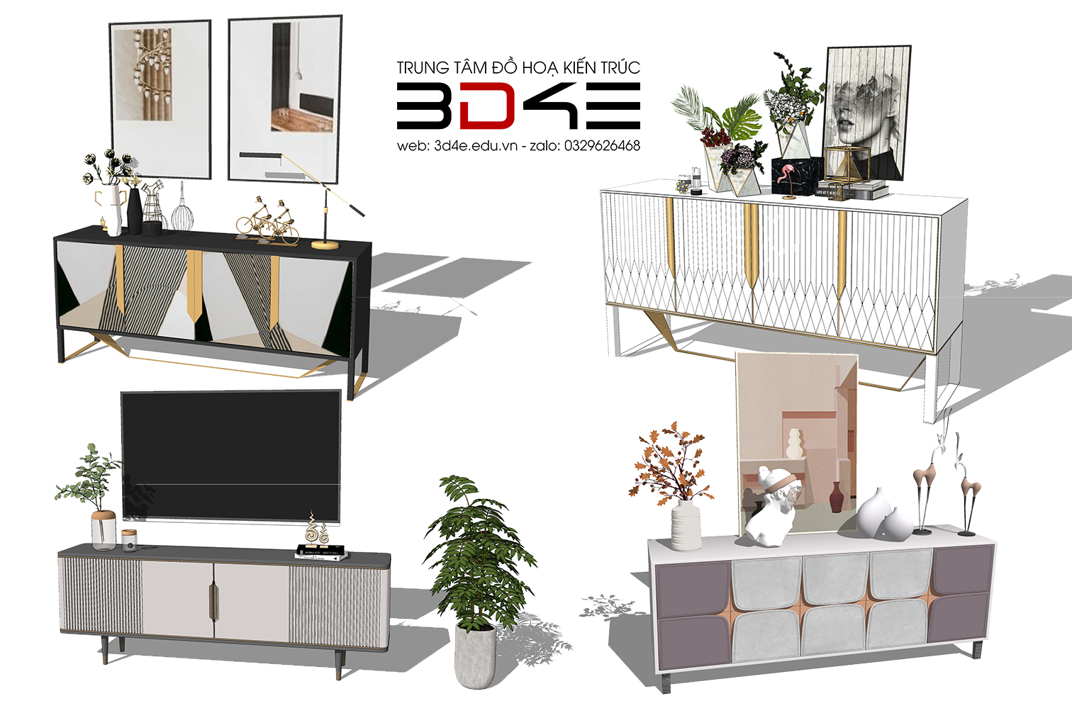 [SKETCHUP] THƯ VIỆN - KỆ TỦ, KỆ TV